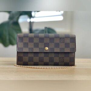 ❤️ Authentic Louis Vuitton Damier Ebene Sarah Wallet